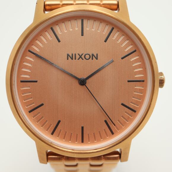 Nixon The Porter Rose Gold Tone 40mm Dress Watch 6" Bracelet with New Battery - Picture 7 of 12